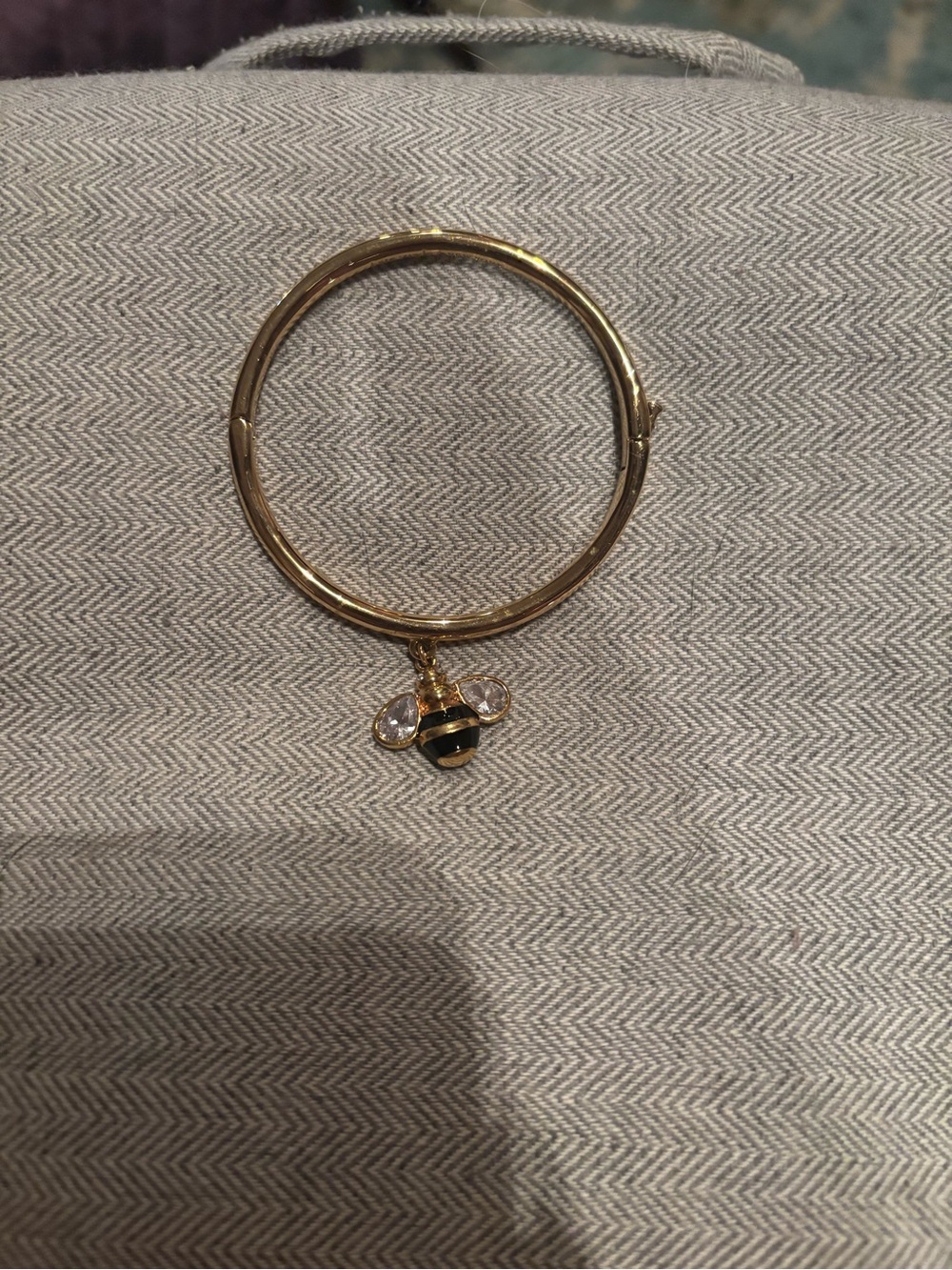 kate spade Gold Bee Charm Bangle with Black Enamel